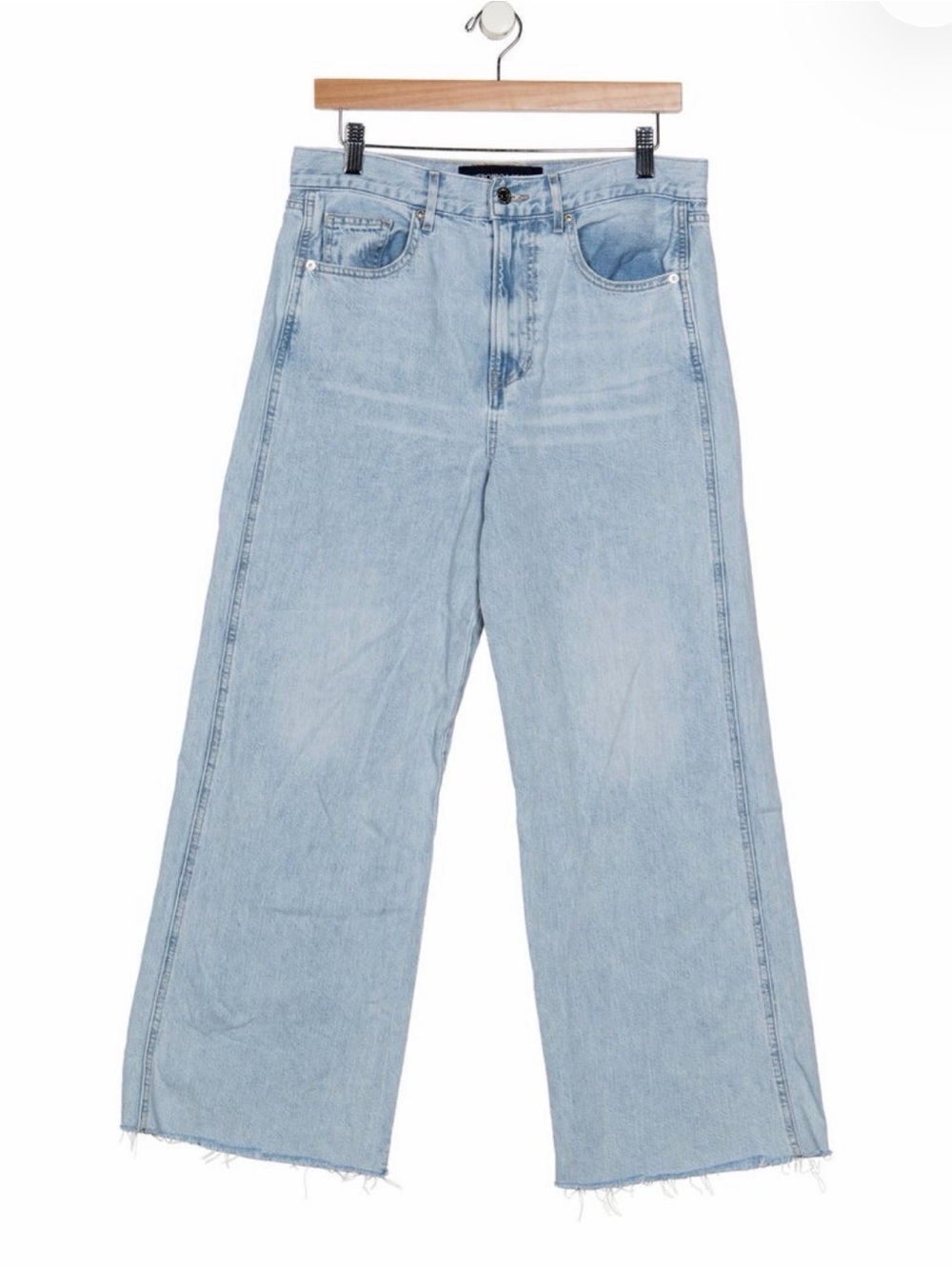 Veronica Beard High Rise Wide Leg Jeans Size 28 Light Wash Raw Hem - Picture 3 of 4
